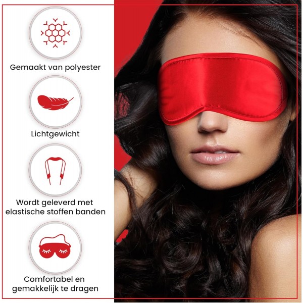 Kırmızı Saten Göz Bağı – Ayarlanabilir Konforlu Fantezi Maskesi
