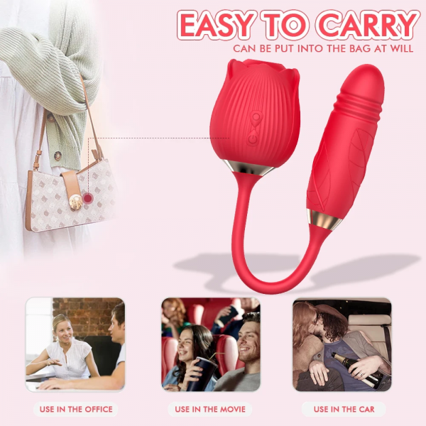 Şarjlı Rose Sucking Vibratör – İtme, Titreşim ve Klitoral Emme 2’si 1 Arada