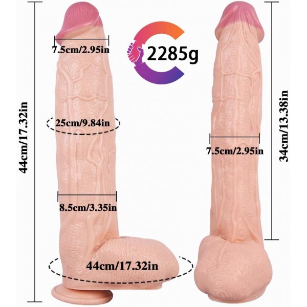 XXL Dev Boy Realistik Dildo 44 cm – Ekstra Büyük, Esnek ve Gerçekçi Tasarım