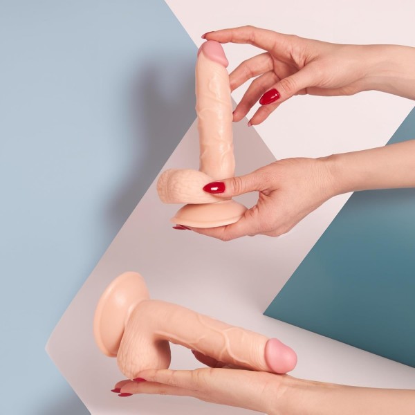 Noxxx Realistik Testisli Dildo 19 cm Vantuzlu Gerçekçi Tasarım