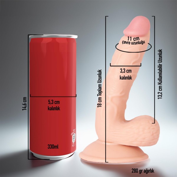 Noxxx Realistik Testisli Dildo 19 cm Vantuzlu Gerçekçi Tasarım