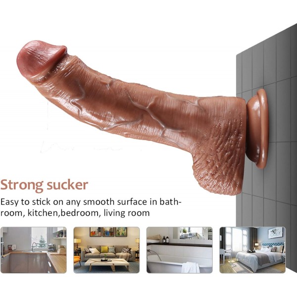 Yedda Realistik Damarlı Vantuzlu Silikon Dildo 23,5 cm