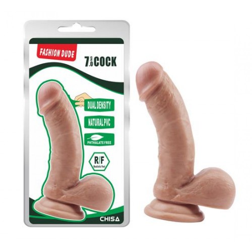 Chisa Fashion Dude Testisli Çift Katmanlı Dildo - 18 cm