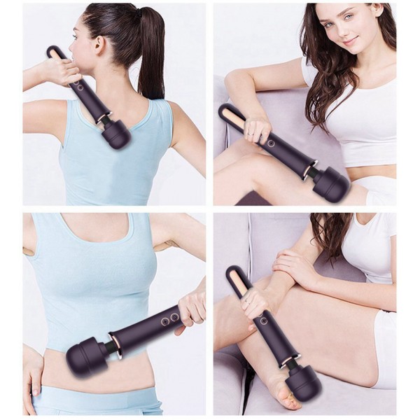 Büyük Şarj Edilebilir Siyah Wand Masaj Aleti - 32 Cm