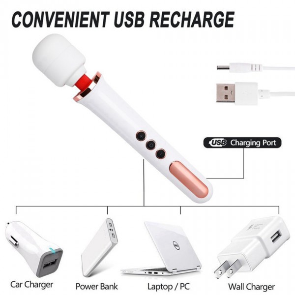 Büyük Şarj Edilebilir Siyah Wand Masaj Aleti - 32 Cm