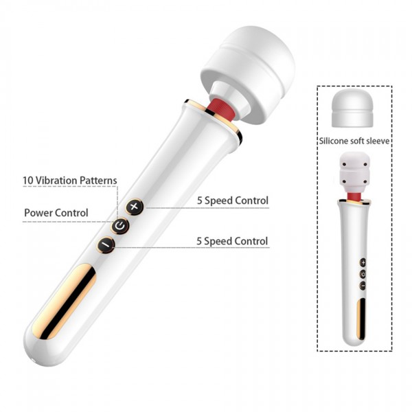 Büyük Şarj Edilebilir Siyah Wand Masaj Aleti - 32 Cm