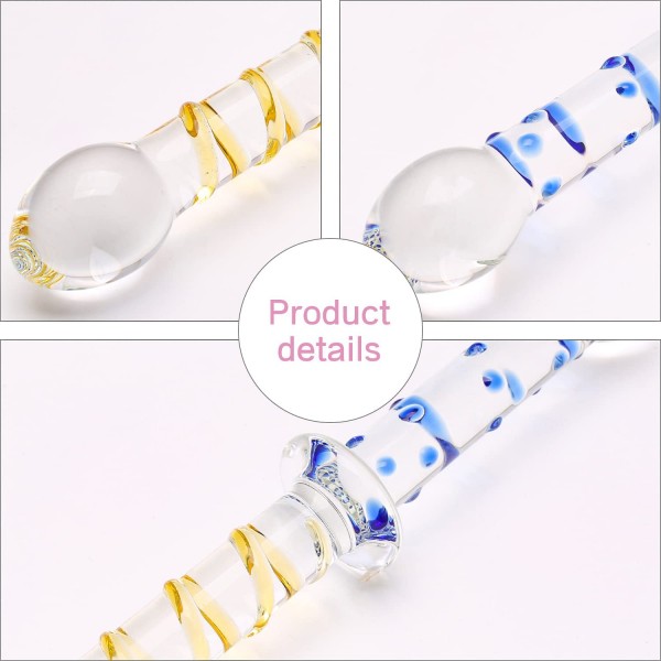 Mavi Cam Noktalı Çift Kafa Dildo Penis