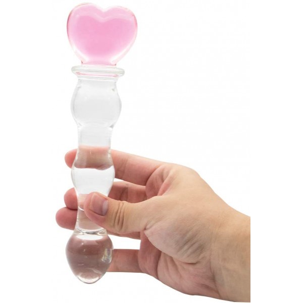 Pembe Kalp Anal Boncuk Yapay Penis - 16 Cm