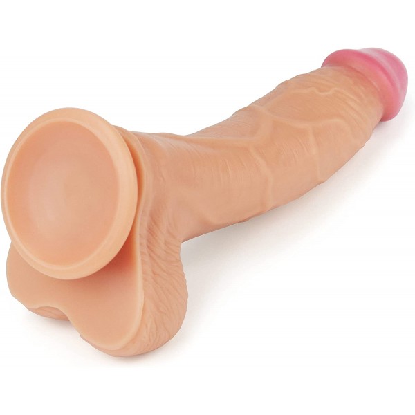Realistik Dokuda Damarlı Dildo Vantuzlu Gerçekçi Dildo - 23 Cm