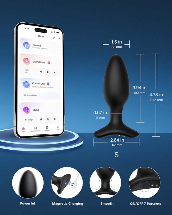Lovense HUSH 2 Anal Plug 1.5″ App Controlled